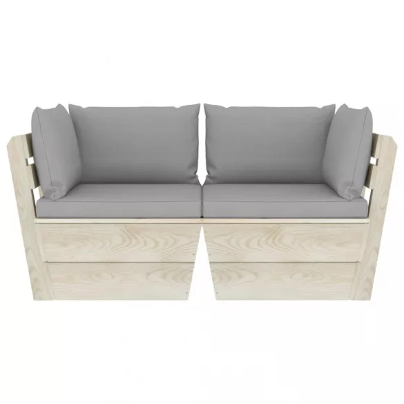 kétszemélyes lucfenyő kerti raklapkanapé párnákkal