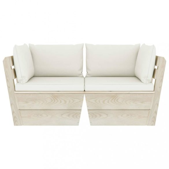 kétszemélyes lucfenyő kerti raklapkanapé párnákkal