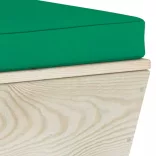 kétszemélyes lucfenyő kerti raklapkanapé párnákkal