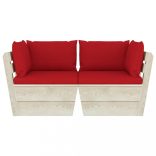 kétszemélyes lucfenyő kerti raklapkanapé párnákkal