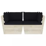 kétszemélyes lucfenyő kerti raklapkanapé párnákkal