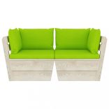 kétszemélyes lucfenyő kerti raklapkanapé párnákkal