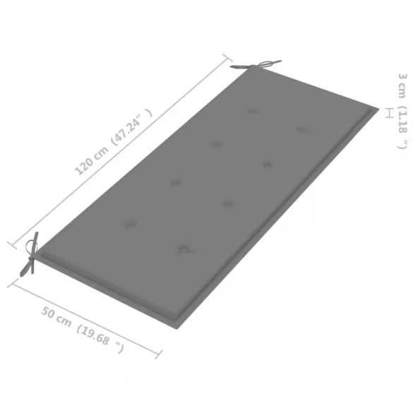 összecsukható bambusz kerti pad párnával 118 cm