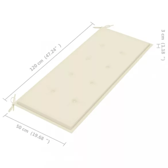 összecsukható bambusz kerti pad párnával 118 cm