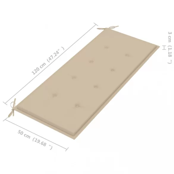 összecsukható bambusz kerti pad párnával 118 cm