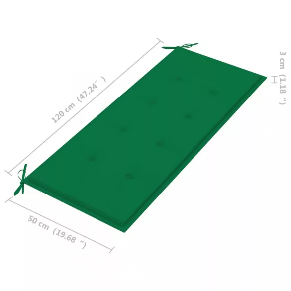 összecsukható bambusz kerti pad párnával 118 cm