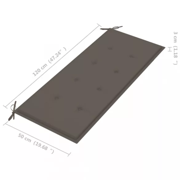 összecsukható bambusz kerti pad párnával 118 cm