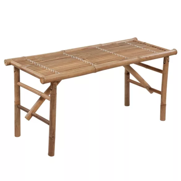 összecsukható bambusz kerti pad párnával 118 cm