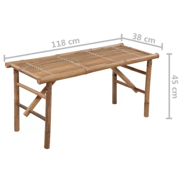 összecsukható bambusz kerti pad párnával 118 cm