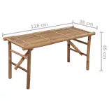 összecsukható bambusz kerti pad párnával 118 cm
