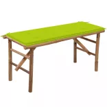 összecsukható bambusz kerti pad párnával 118 cm