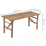 összecsukható bambusz kerti pad párnával 118 cm