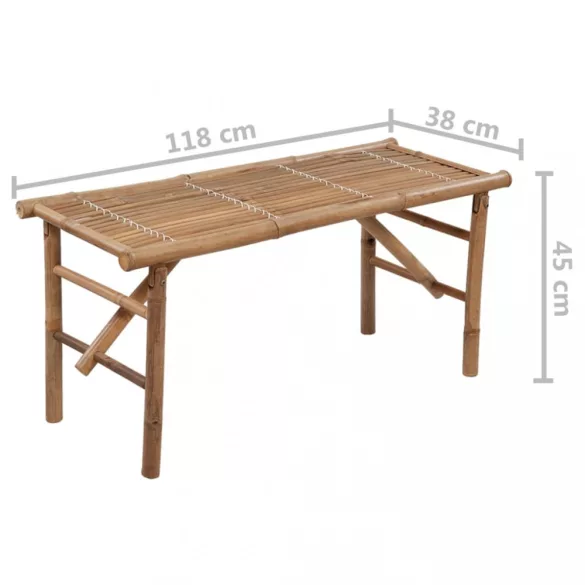 összecsukható bambusz kerti pad párnával 118 cm