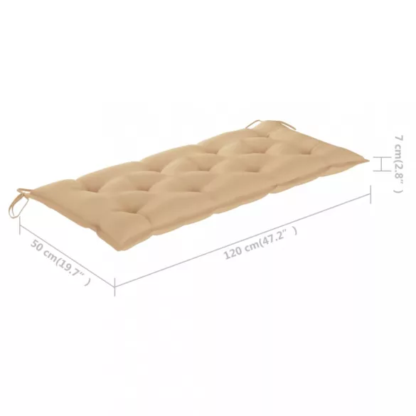 összecsukható bambusz kerti pad párnával 118 cm