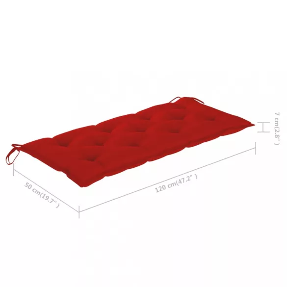 összecsukható bambusz kerti pad párnával 118 cm