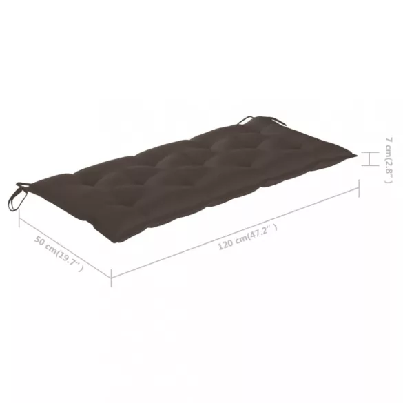 összecsukható bambusz kerti pad párnával 118 cm
