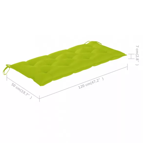 összecsukható bambusz kerti pad párnával 118 cm