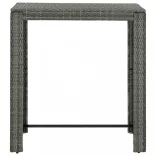 7 részes szürke polyrattan kerti bárszett párnákkal