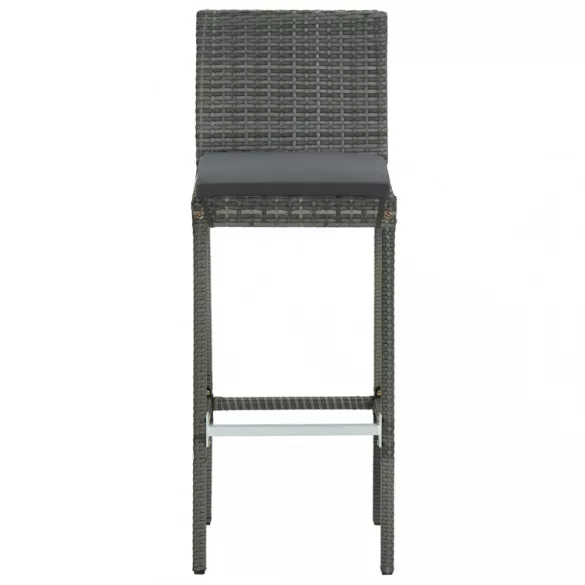 7 részes szürke polyrattan kültéri bárszett párnákkal