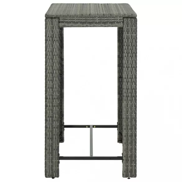 7 részes szürke polyrattan kültéri bárszett párnákkal