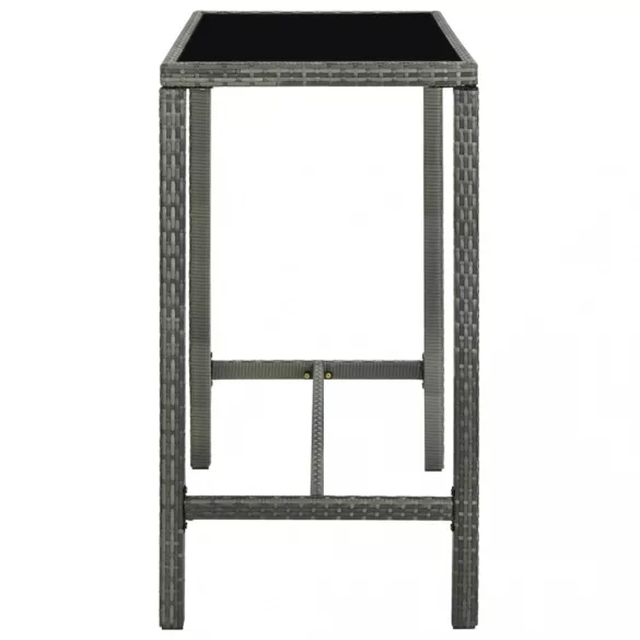 7 részes szürke polyrattan kerti bárszett párnákkal