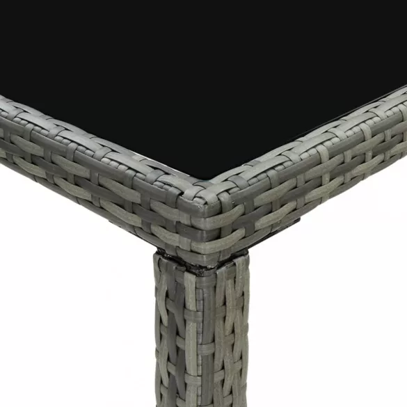 7 részes szürke polyrattan kerti bárszett párnákkal