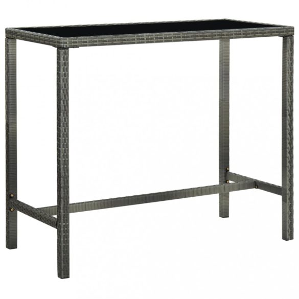 9 részes szürke polyrattan kerti bárszett párnákkal