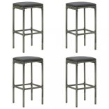 9 részes szürke polyrattan kerti bárszett párnákkal