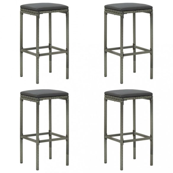 9 részes szürke polyrattan kerti bárszett párnákkal