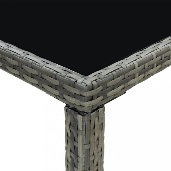 9 részes szürke polyrattan kerti bárszett párnákkal