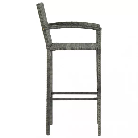 7 részes szürke polyrattan kerti bárszett