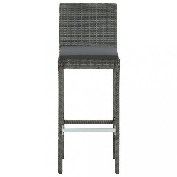 9 részes szürke polyrattan kerti bárszett párnákkal