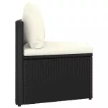 7 részes fekete polyrattan kerti kanapészett párnákkal