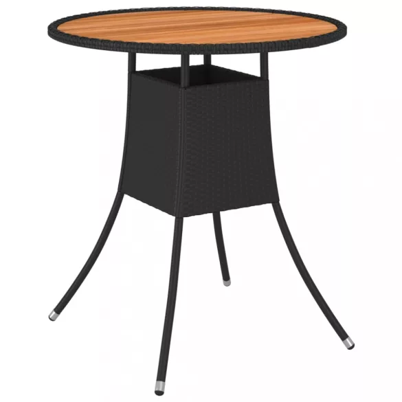 7 részes fekete polyrattan kerti kanapészett párnákkal