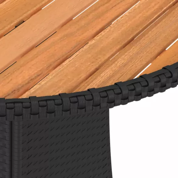 7 részes fekete polyrattan kerti kanapészett párnákkal