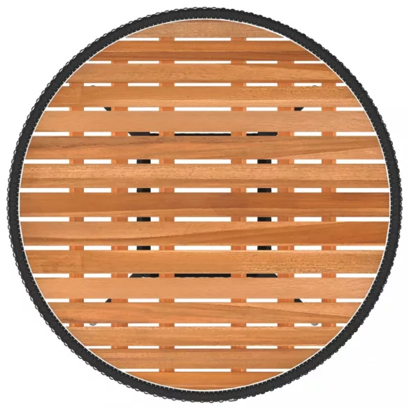 7 részes fekete polyrattan kerti kanapészett párnákkal