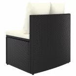 7 részes fekete polyrattan kerti kanapészett párnákkal