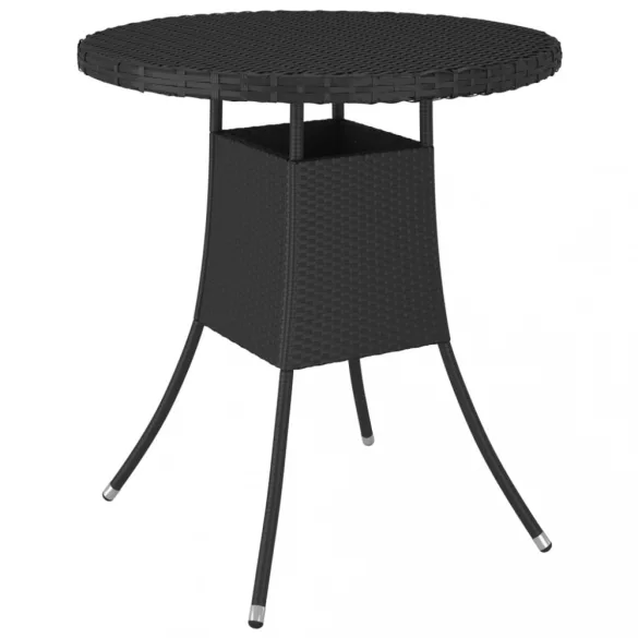 7 részes fekete polyrattan kerti kanapészett párnákkal