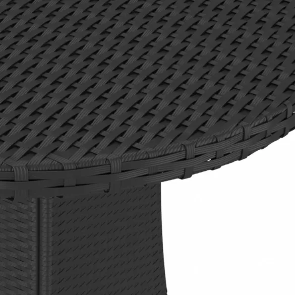7 részes fekete polyrattan kerti kanapészett párnákkal