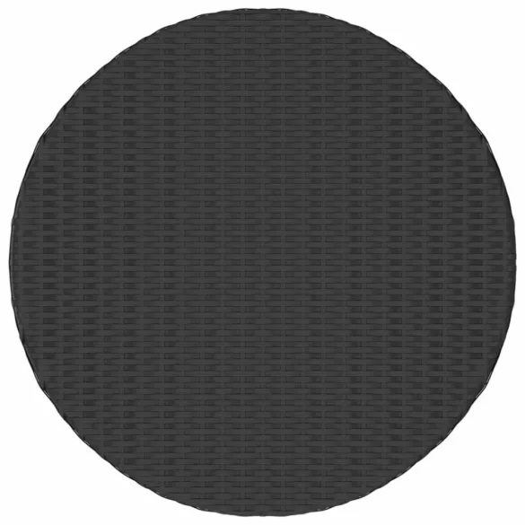 7 részes fekete polyrattan kerti kanapészett párnákkal