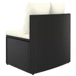 7 részes fekete polyrattan kerti kanapészett párnákkal