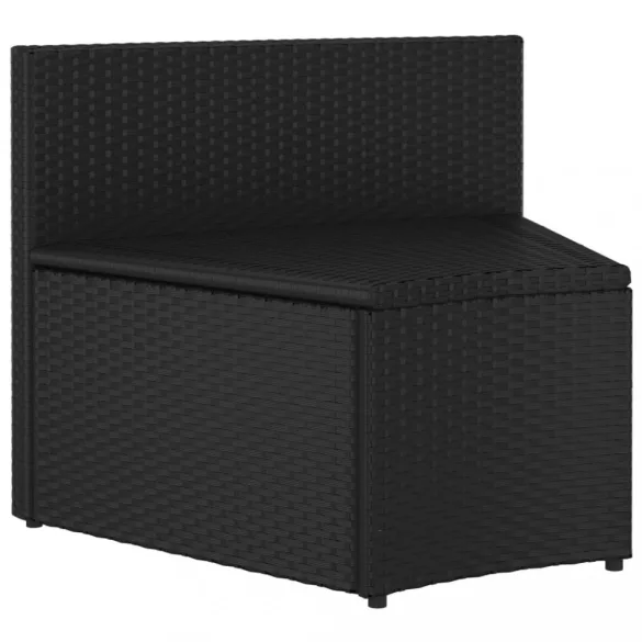 7 részes fekete polyrattan kerti kanapészett párnákkal