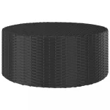 7 részes fekete polyrattan kerti kanapészett párnákkal