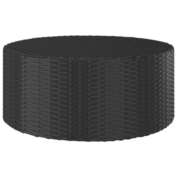 7 részes fekete polyrattan kerti kanapészett párnákkal