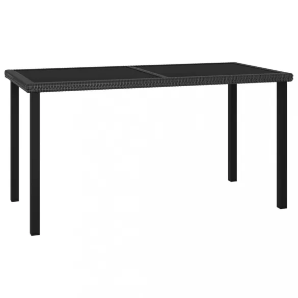 7 részes fekete polyrattan kerti étkezőgarnitúra