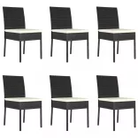 7 részes fekete polyrattan kerti étkezőgarnitúra