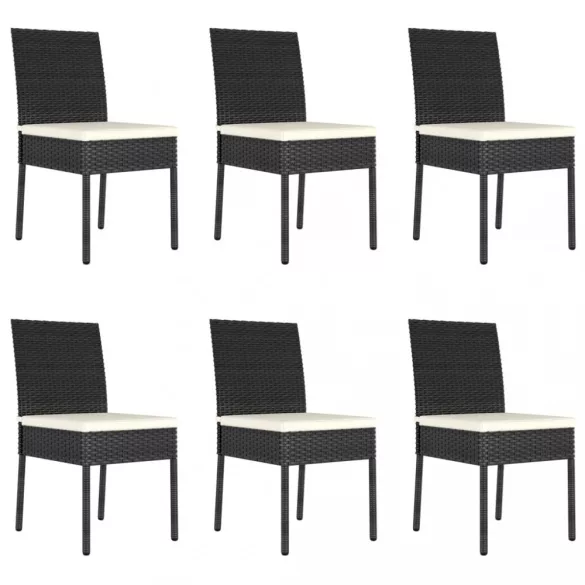 7 részes fekete polyrattan kerti étkezőgarnitúra