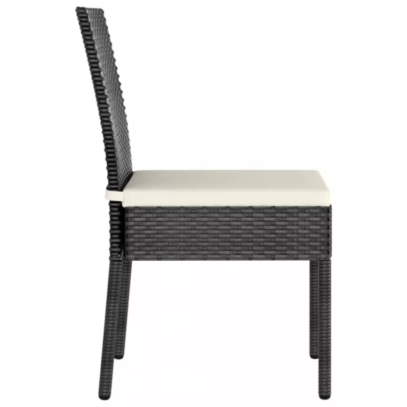 7 részes fekete polyrattan kerti étkezőgarnitúra