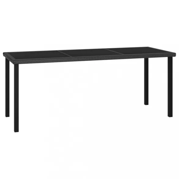 7 részes fekete polyrattan kerti étkezőgarnitúra