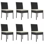 7 részes fekete polyrattan kerti étkezőgarnitúra